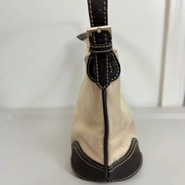 Etienne Aigner True Y2K Small Baguette Crescent Shoulder Bag Canvas Leather Logo - Image 4