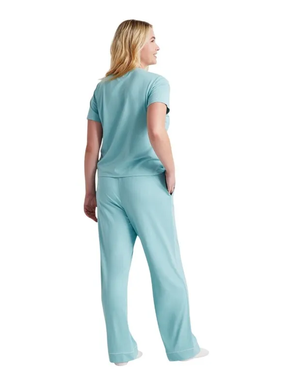 NWT State of Day Womens 2-Pc. Fluid Knit Pajamas Set Canton Blue XS - Image 2