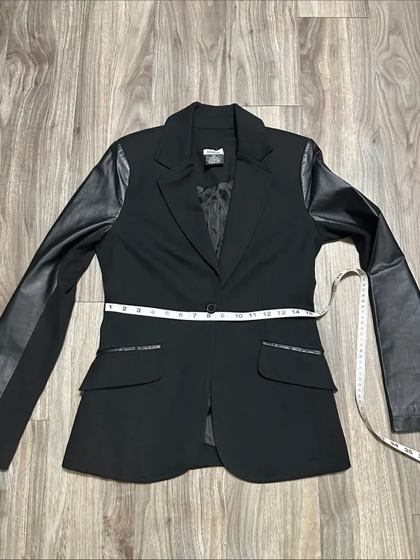 Neiman Marcus Black Leather-Trim Blazer - Image 9