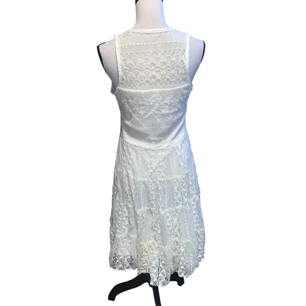 Jody California White Lace Sleeveless Dress V-neck Western Cowgirl Boho - Image 5