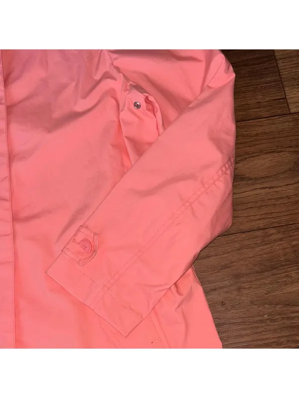 GAP Women's Vibrant Coral Pink Trench Coat Hidden Buttons Pockets Trendy Cotton - Image 6