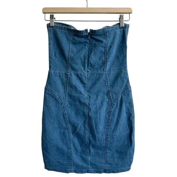 HELLO MOLLY The Eve Denim Mini Dress S Blue Sleeveless Cotton Stretchy - Image 3