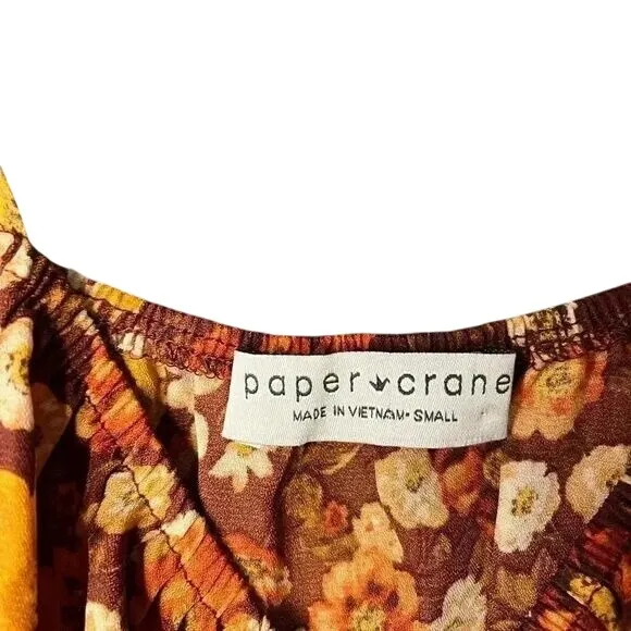 Floral Tie-Shoulder Tank Top in Autumn Brown Tones with Peplum Detail‎ - Image 5