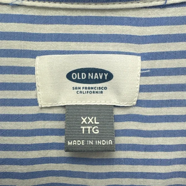 Old Navy Top Women's XXL Blue White Strip Button Up Shirt Classic Normcore - Image 2