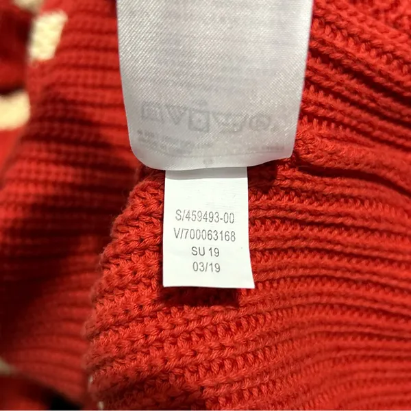 Banana Republic Factory Red White Striped Cotton Knit Crewneck Sweater Large - Image 9
