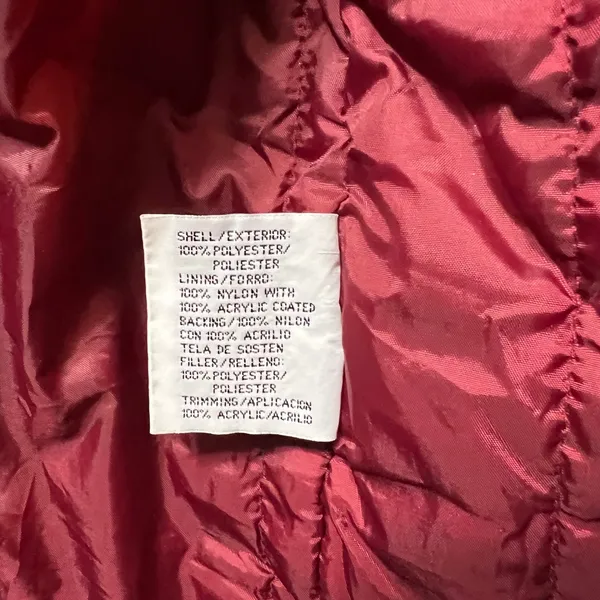 Vintage 90s Basic‎ Editions Winter Coat Puffer Quilted Lined Button Up Red Large - Image 6
