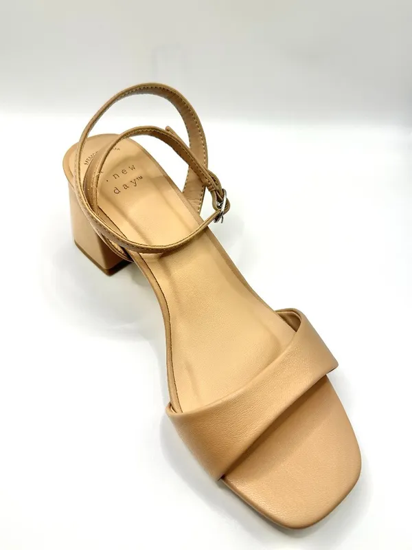 A New Day Shannon Tan Nude Flare Block Heel Sandals Ankle Strap Memory Foam 6.5W - Image 9