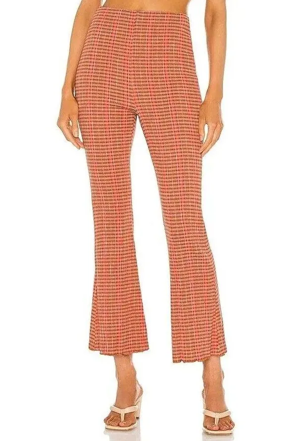 Sz S Small Free People Fine Line Slim Pant in Rust Combo Boho - Image 2