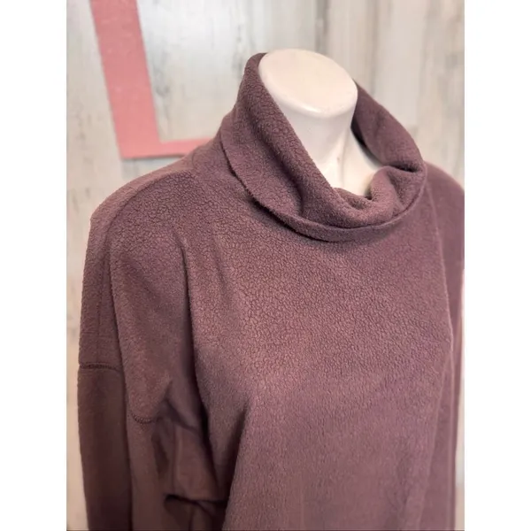 Aerie Plum Maroon Sherpa Fleece Cowl Neck Pullover Women’s XL - Image 5