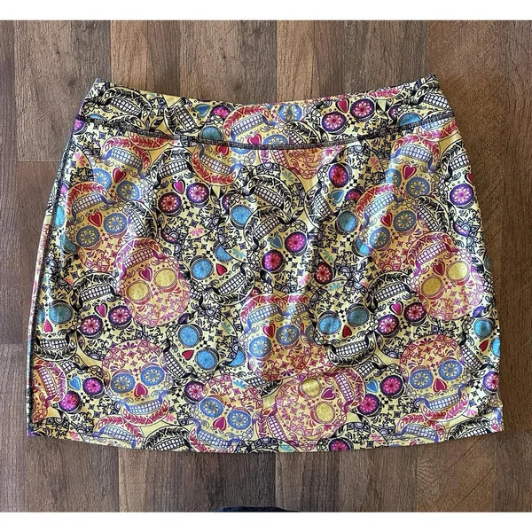 Kimmery Sugar Skull Multicolor Skirt/Short Athletic Skort Cellphone Pocket XL - Image 3
