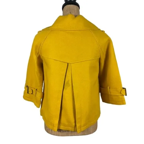 Loft Cropped Swing‎ Peacoat Double Breasted Bright Yellow Twee Fair Size XS - Image 4