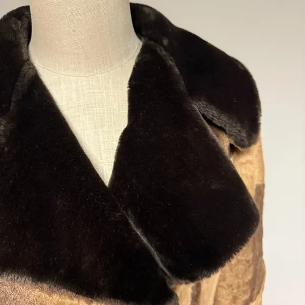 Vintage Faux Fur Coat Brown Size L - Image 8