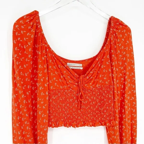 Urban Outfitters‎ Old Soul Floral Cropped Top Women's S Orange European Summer - Image 5