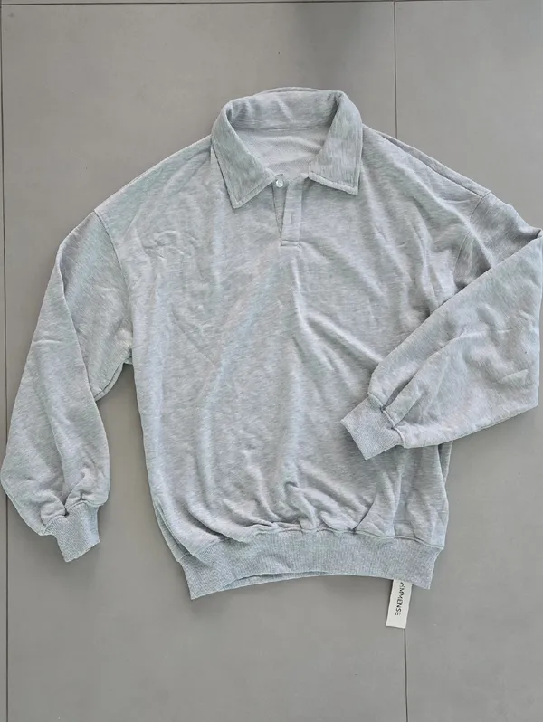 NWT! Commense Light Gray Minimalist Polo Sweatshirt Size XS - Image 3