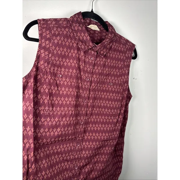 Duluth Large Womens Long Top or Mini Dress Organic‎ Cotton Burgundy Sleeveless - Image 9