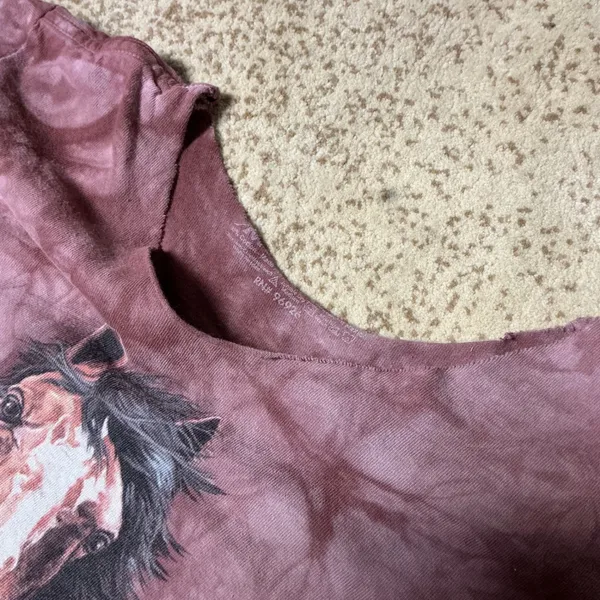 The Mountain Horse Graphic T-Shirt Womens S Brown Tie Dye Western Cut Neck Tee‎ - Image 6