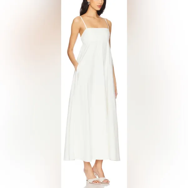 NEW L*SPACE Raveena sleeves cotton maxi cream white Dress sz M - Image 3