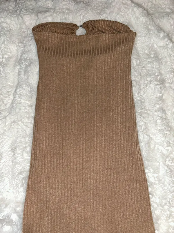 SheIn Brown Knit Halter Top Dress - Image 11