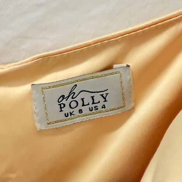 Oh Polly Satin Gold‎ Midsummer Mini Dress US 4 Gala Night Out Clubbing Miami - Image 4