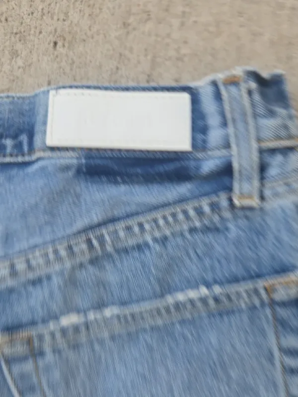 Re/Done Light Blue Distressed Denim Cutoff Shorts - Image 4