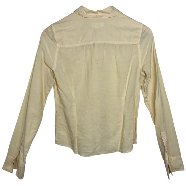 Abercrombie Vintage 1892 Yellow Logo Button Up Long Sleeve Oxford Blouse Size S - Image 3
