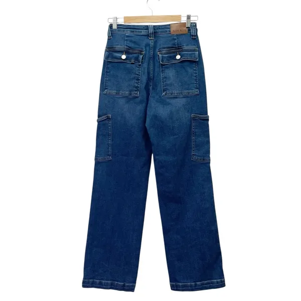Judy Blue Cargo Wide Leg Jeans Size 7 | 28 High Rise Dark Wash Utility Denim - Image 3