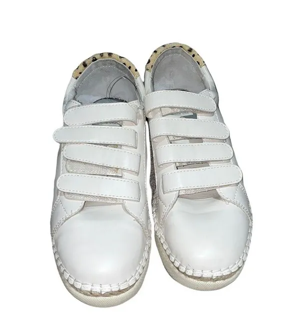 NEW Dolce Vita Marny Sneakers White Hook & Loop Low Top Shoes Calf Hair - Image 6