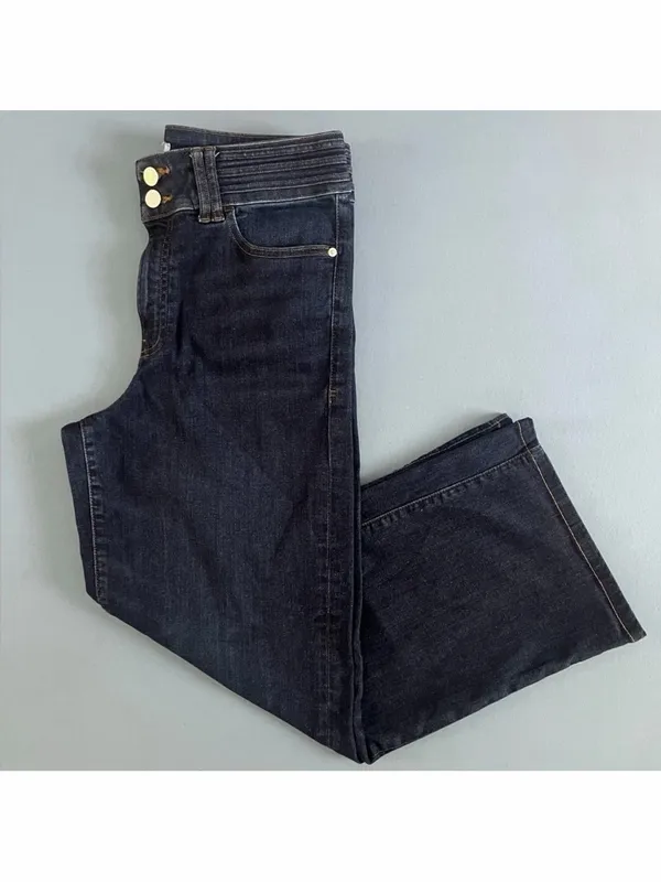 Frame Denim Triple Binding High Rise Palazzo Fife Blue Wide Leg‎ Jeans - Image 5