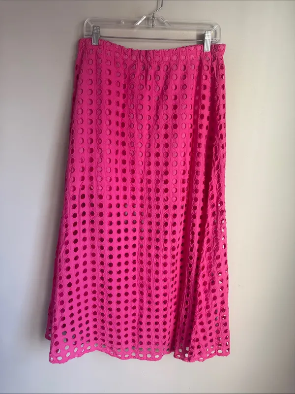 Tuckernuck Hot Pink Cotton Eyelet Eve Skirt Large - Image 2
