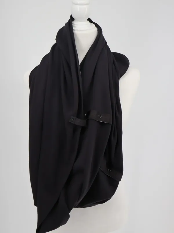 lululemon Vinyasa Scarf Wrap Black Gray Striped Snap Infinity Athleisure OS - Image 9