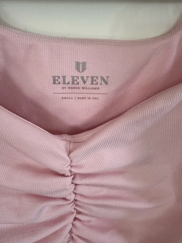 EleVen by Venus Williams Pink Ruched Scoop Crop Tank - Image 4