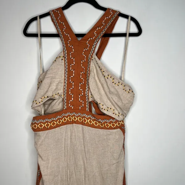 Anthropologie Celandine Linen Embroidered Halter Dress Size XL - Image 7