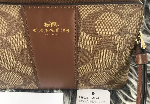 NWT Coach Corner Zip Wrislet In Signature Canvas - Image 7
