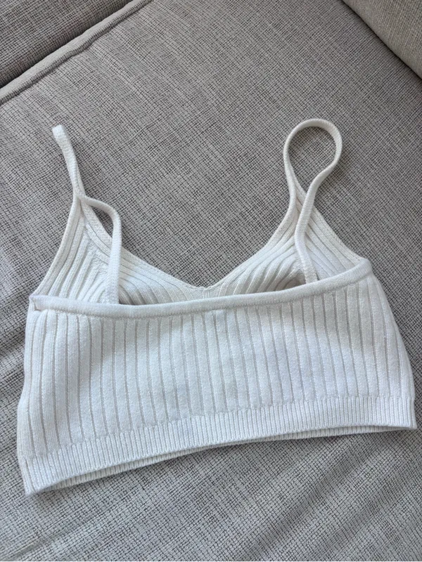 Free People Cotton Nylon Ribbed Knit Cropped Tank Top Small - Image 4