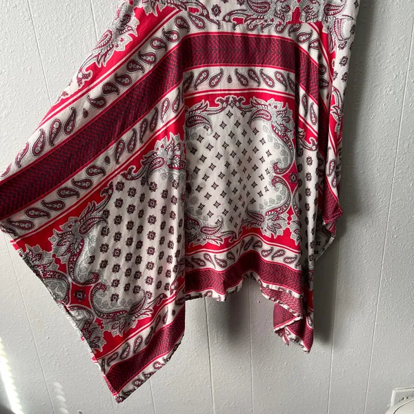 Umgee Womens Tank Dress Large Handkerchief Hem Paisley Floral Cottagecore Boho - Image 11