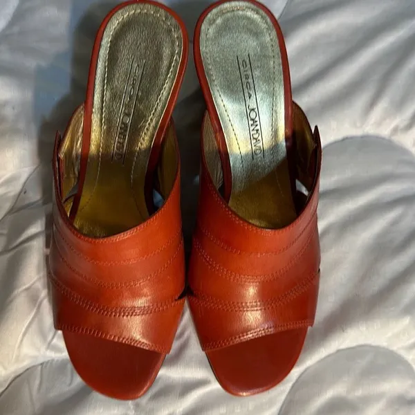 Circa Joan David Wedges Shoes Leather Red Size 6M - Image 2