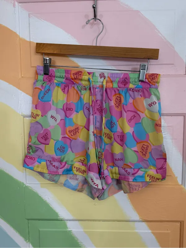 Show Me Your Mumu Colorful Conversation Hearts Silky Pajama Set Sz S 💛🍄 - Image 7