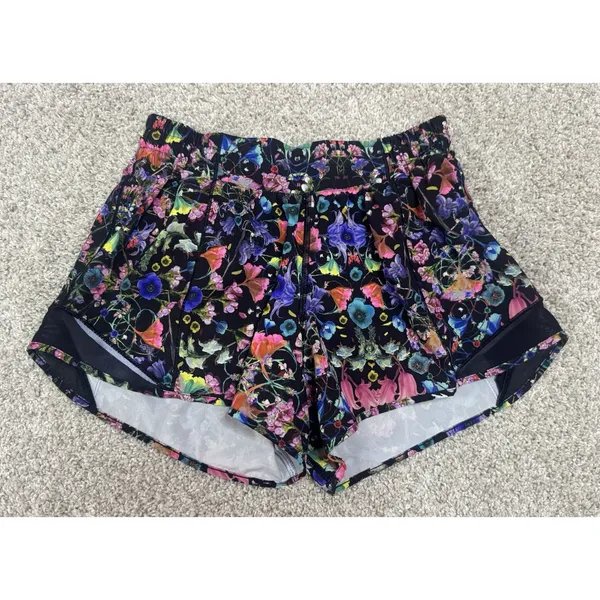 Lululemon Hotty Hot Reflective Shorts Flowerscope Colorful Floral Running Sz 6 - Image 2