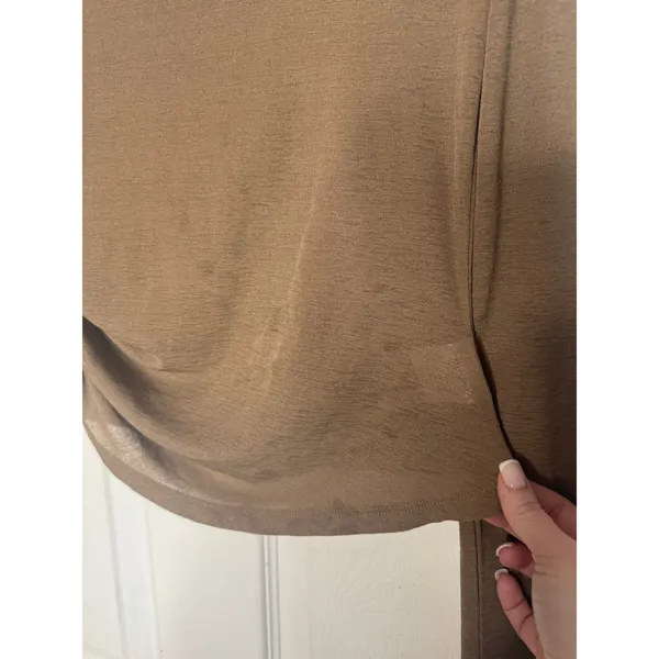 Commense Brown Boatneck Long Sleeve Blouse‎ Slinky Size L - Image 6