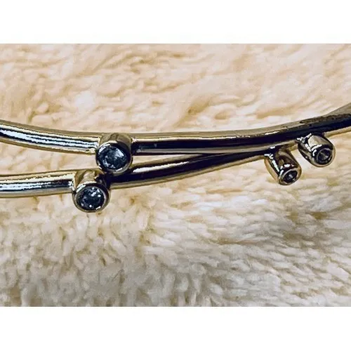 Kendra‎ Scott Gold Tone Crystal Bangle Stacker Bracelet Jewelry Dainty Sparkling - Image 3