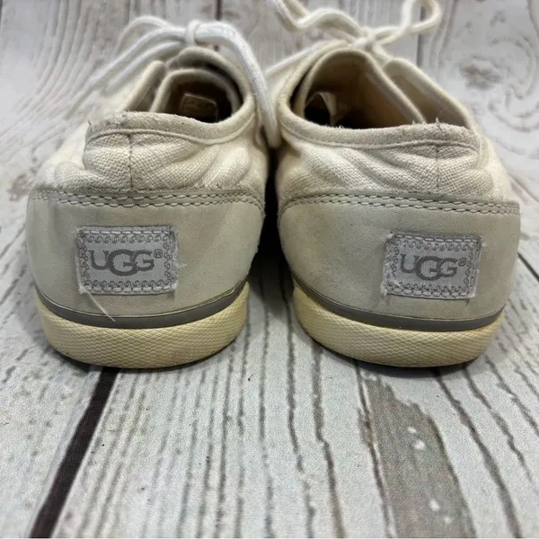 Worn UGG Hally Canvas Sneakers Shoes Lining Textile Sheepskin - Image 8