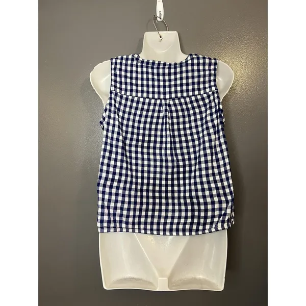 Natural Reflections Shirt Womens Large Blue Gingham Sleeveless Button Front Tie - Image 4