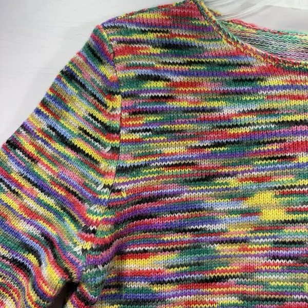 Womens Knit Bright Multicolor Pullover‎ Sweater Crew Neck Small - Image 6