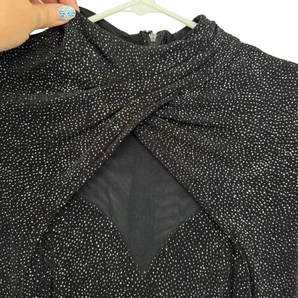 Vintage Night Way Collections Maxi Dress Women 12 Black Silver Glitter Mesh Hoco - Image 3