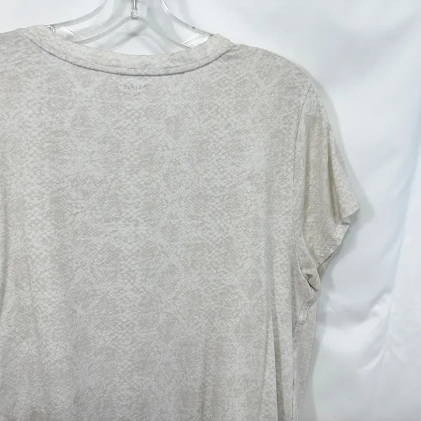 Athleta XL Top Short Sleeve Cotton Snakeskin White Cream Boxy Layering Base 593 - Image 6