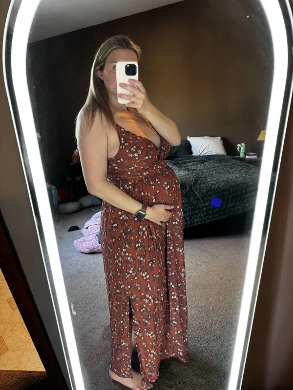 Pinkblush Rust Floral Maxi Dress with Twist Front - Image 3