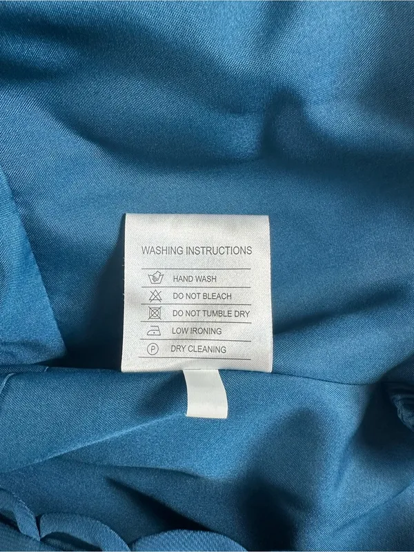 Ryanth Asymmetrical Off Shoulder Ruched Bodice Chiffon Evening Gown Blue 12 NWT - Image 8
