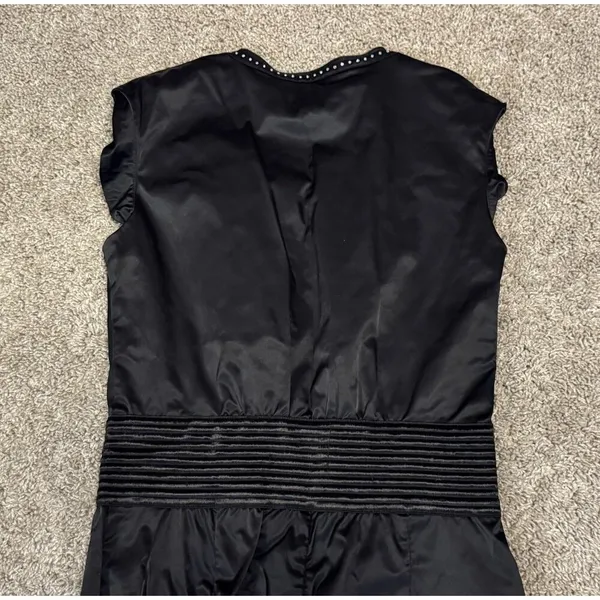 M by MADONNA Black Rhinestone Zip Front Cropped Catsuit Jumpsuit Size 8 - Image 9