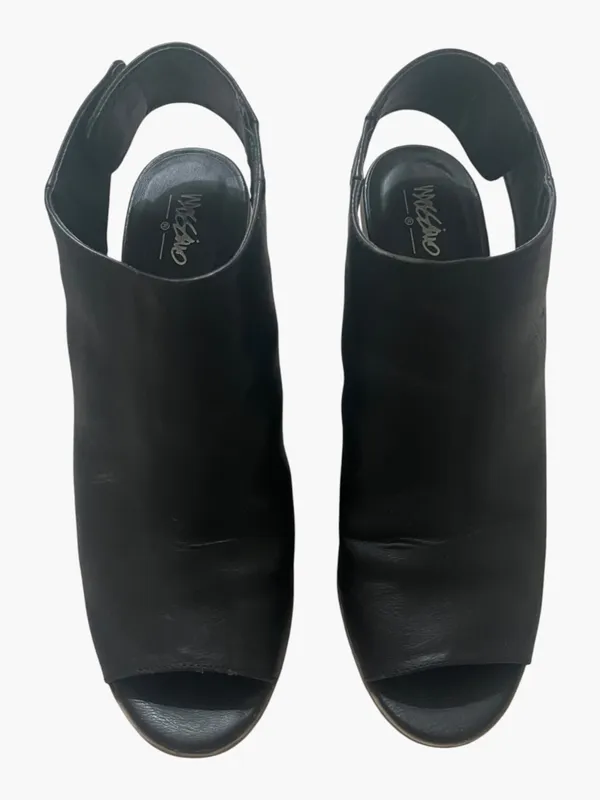 Mossimo Supply Co Black Leather Open Toe Sandal Thick Back Strap with Block Heel Size 10 - Image 3