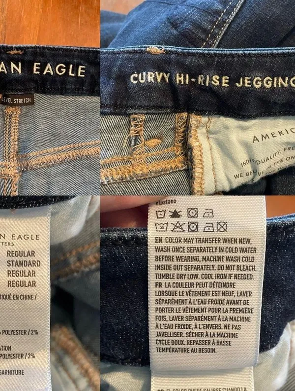 AEO American Eagle Womens Jeans Curvy High Hi Rise Jegging Blue Denim Stretch 6 - Image 9